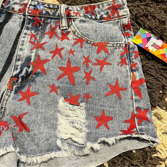 NWT Harley Quinn Birds Of Prey Denim Shorts - Stars and Stripes - Picture 3 of 11